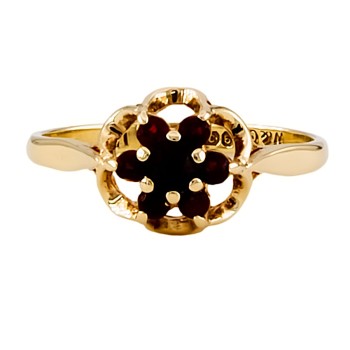 9ct Gold Garnet Cluster Ring Size N
